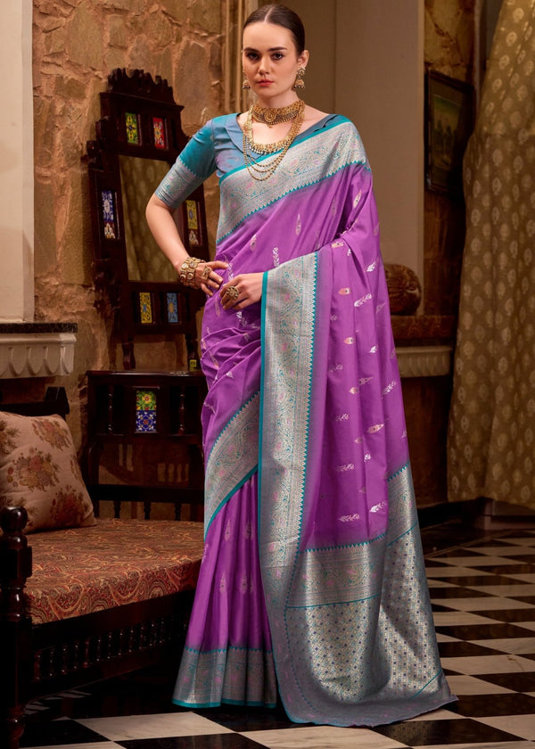 Lavender Banarasi Silk Saree