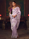 Lavender Designer Tissue Silk Saree with Contrast Blouse
