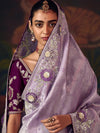 Lavender Designer Tissue Silk Saree with Contrast Blouse