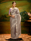 Lavender Grey Tissue Silk Designer Saree
