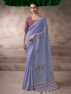 Lavender Jamdani Cotton Silk Saree With Contrast Blouse