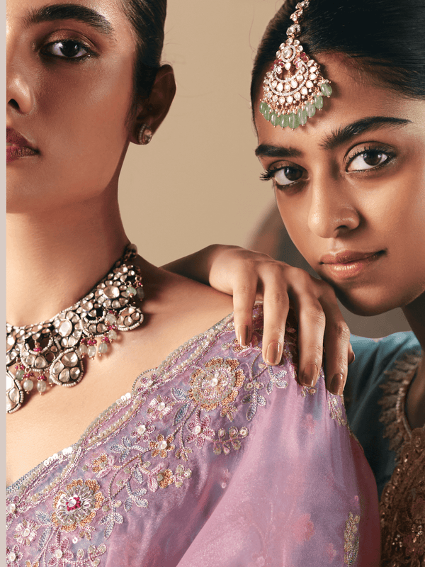 Lavender Organza Silk Saree