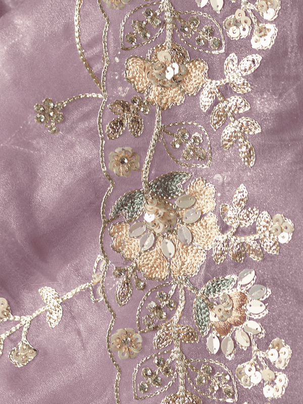 Lavender Organza Silk Saree