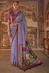 Lavender Purple Printed Patola Saree