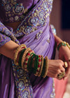 Lavender Purple Zari Tissue Designer Embroidered Saree