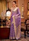 Lavender Silver Banarasi Tissue Silk Saree