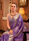Lavender Silver Banarasi Tissue Silk Saree