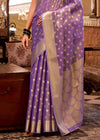 Lavender Silver Banarasi Tissue Silk Saree