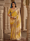 Lemon Yellow Embroidered Designer Tissue Silk Saree
