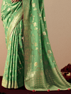 Light Green Banarasi Silk Saree With Contrast Blouse
