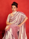 Lilac Banarasi Tissue Silk Saree – pallu and blouse