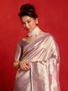 Lilac Banarasi Tissue Silk Saree – pallu and blouse