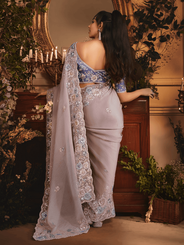 Lilac Organza Silk Saree