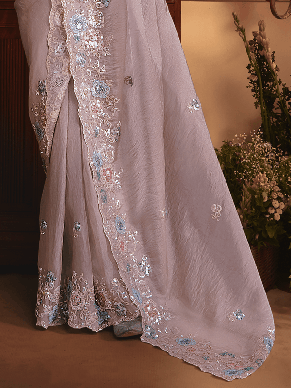 Lilac Organza Silk Saree