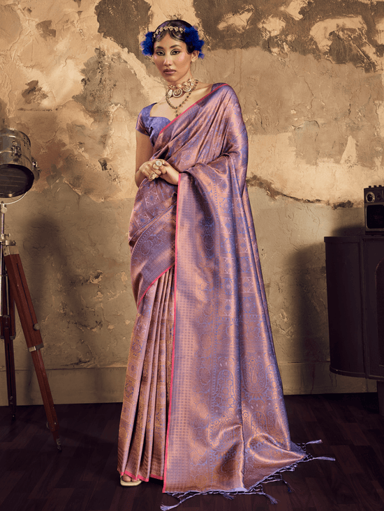 Lilac Purple Banarasi Soft Silk Saree