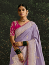 Lilac Purple Designer Banarasi Dola Silk Saree With Golden Zari Work