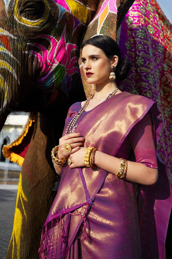 Lilac Purple Kanjivaram Silk Saree