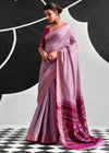 Lilac Purple Woven Designer Linen Cotton Saree