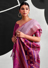 Lilac Purple Woven Designer Linen Cotton Saree