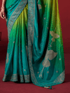 Lime Green Banarasi Dola Silk Saree With Contrast Blouse