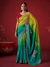 Lime Green Banarasi Dola Silk Saree With Contrast Blouse