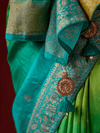 Lime Green Banarasi Dola Silk Saree With Contrast Blouse