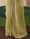 Lime Green Organza Silk Saree