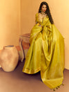 Lime Yellow Woven Designer Tussar Silk Saree
