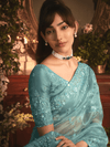 Luxe Teal Organza Silk Saree