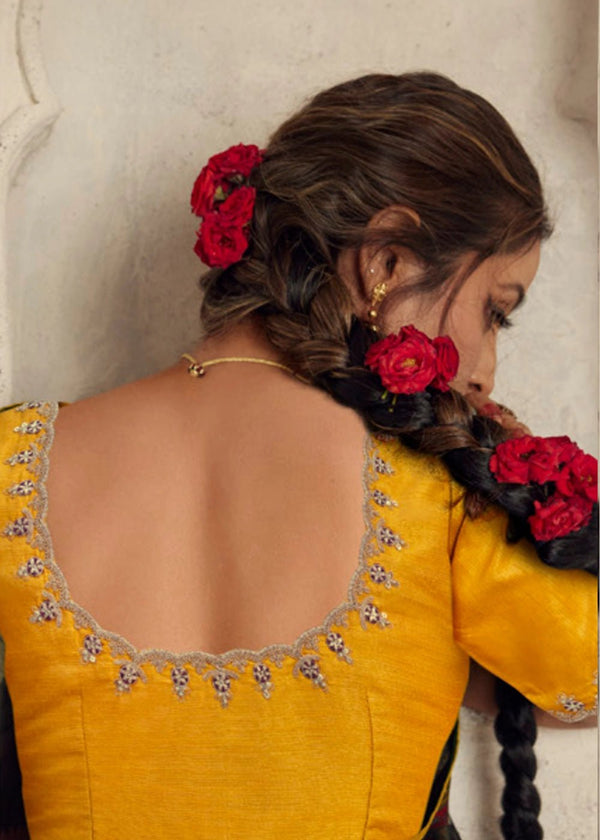 Luxurious Imperial Violet Printed Brasso Organza Saree