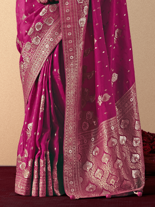 Magenta Banarasi Silk Saree