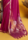 Magenta Pink Linen Silk Saree