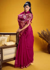 Magenta Pink Linen Silk Saree