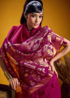 Magenta Pink Linen Silk Saree