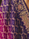 Magenta Purple Bandhani Banarasi Georgette Saree, fabric close-up