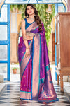 Magenta Purple Woven Soft Peshwai Paithani Silk Saree
