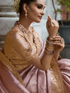 Mauve Pink Banarasi Tissue Silk Saree