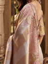 Mauve Pink Embroidered Designer Tissue Silk Saree