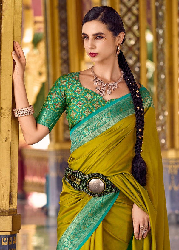 Mehendi Green Banarasi Silk Saree