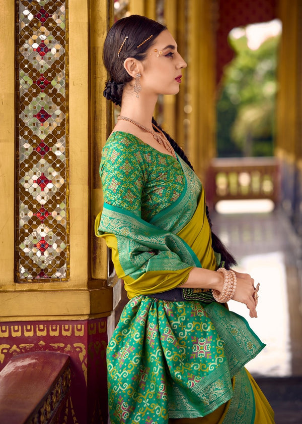 Mehendi Green Banarasi Silk Saree