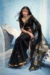 Midnight Black Banarasi Silk Saree