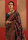 Midnight Black Kashmiri Chinar Cotton Pashmina Saree