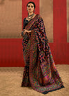 Midnight Black Kashmiri Chinar Cotton Pashmina Saree