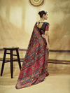 Midnight Black Kashmiri Kani Handloom Cotton Silk Saree