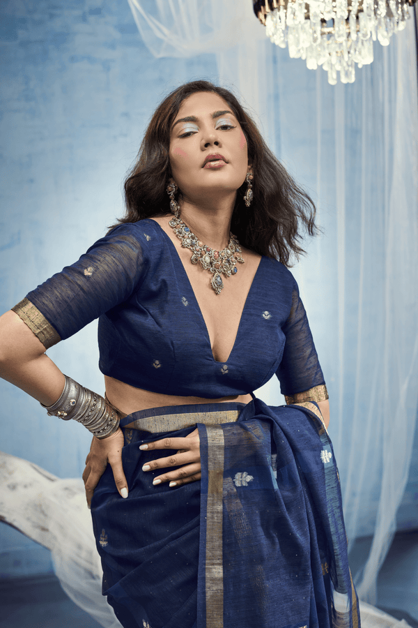 Midnight Navy Banarasi Silk Saree