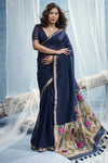 Midnight Navy Paithani Cotton Silk Saree