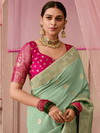 Mint Green Banarasi Dola Silk Saree