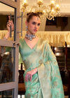 Mint Green Banarasi Satin Silk Saree
