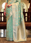 Mint Green Banarasi Satin Silk Saree