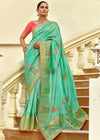 Mint Green Banarasi Silk Saree With Contrast Blouse